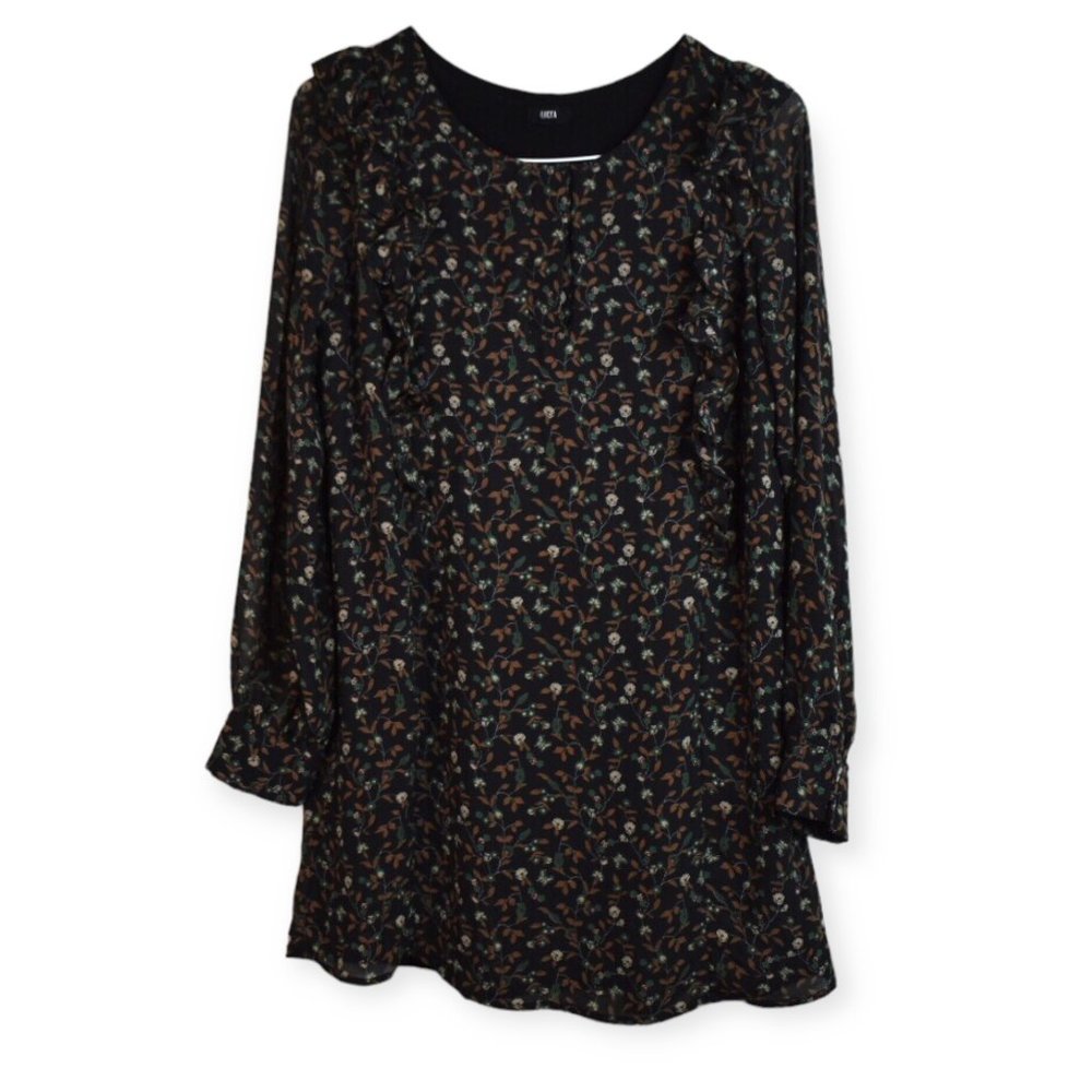 Lucca Dress S Womens Floral Print Cottage Core Quarter Button Lined Boho